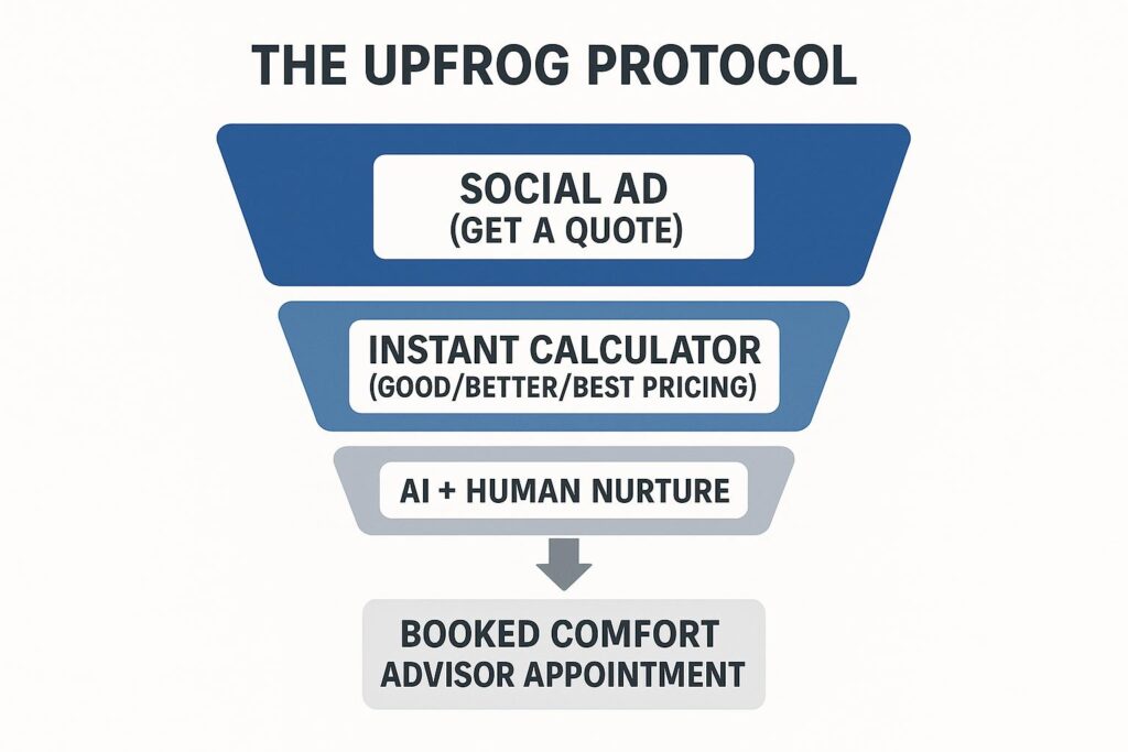 Diagram showing how UpFrog turns traffic into HVAC sales appointments.